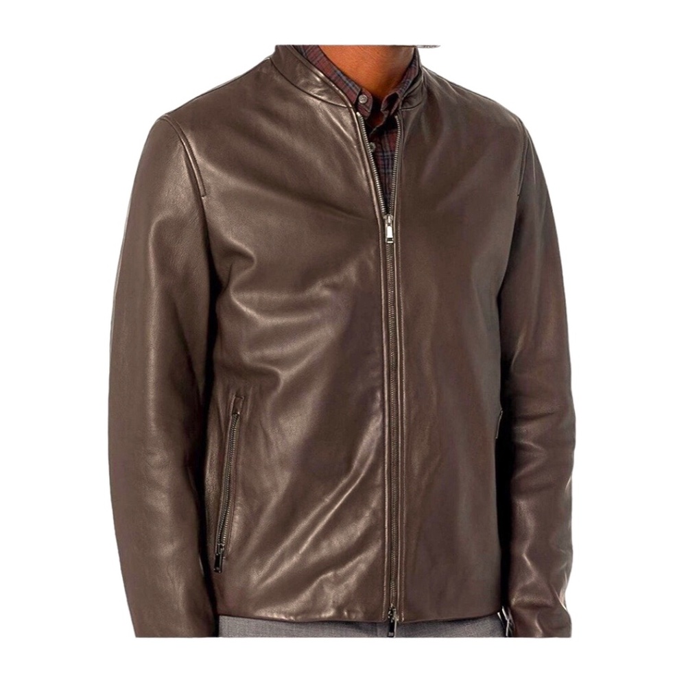 THEORY Men's Excellent Condition Ultra Soft Brown Lamb Leather Sz Medium Jacket